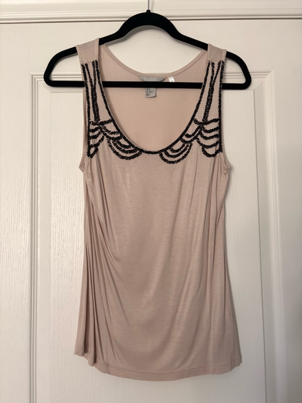 H&M Beaded Scoop Neck Tank in Light Blush